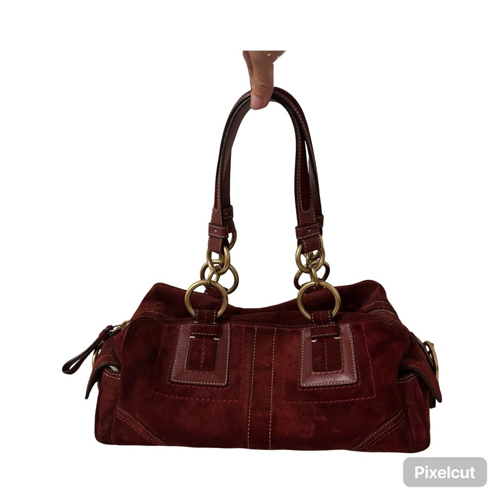 Coach Retro Burgundy Suede Shoulder Bag